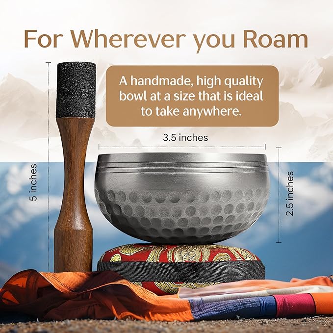 Tibetan Singing Bowl Set – Authentic Plain Design – Sound Bowl & Meditation Bowl with Cushion, Mallet & Guide – Ancient Tibetan Meditation Bowl for Therapy – Spiritual Decor Enhancements - Bloomnest