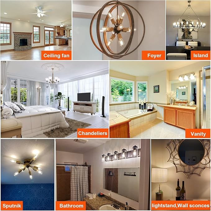 LiteHistory E26 Edison Bulb 6W Equivalent E26 LED Bulb 60 Watt Dimmable Neutral White 4000K led Light Bulb AC120V 600lm Tubular T14 T45 LED Bulb for Pendant,Sputnik,Vanity,Chandeliers Pack of 6 - Bloomnest