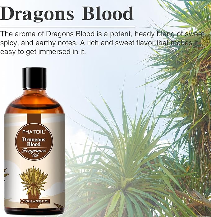 PHATOIL Dragons Blood Fragrance Oils for Aromatherapy, 3.38FL.OZ Diffuser Oils for Home, Perfect for Aromatherapy, Humidifiers, Yoga, DIY Candle and Soap Making - 100ml - Bloomnest