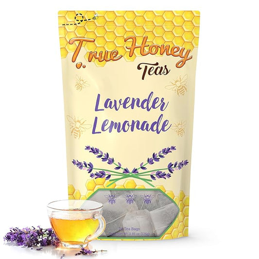 True Honey Lavender Lemonade Tea Bags - Tranquil Tea for Sleep, Stress Relief and Calm - All Natural Organic Lemon Myrtle Herbal Caffeine-Free Blended with Honey Crystals - 24 Count - Bloomnest