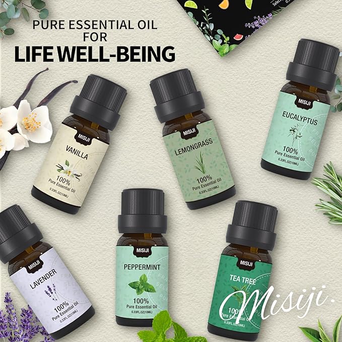 Essential Oils Set Top 6 Aromatherapy-Essential Oils for Diffuser for Home,Air Freshening Diffuser Oils Scents for Aromatherapy,Laundry,Candle&Soap Making,Humidifiers 6 X 10ML - Bloomnest