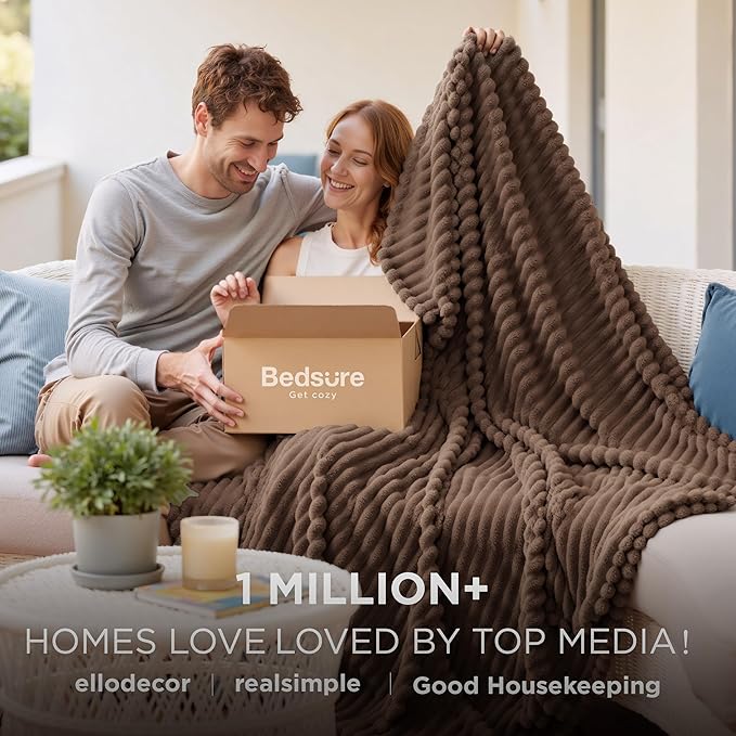 Bedsure GentleSoft Brown Fleece Blanket for Couch - Cozy Soft Blankets for Women, Cute Small Throws for Girls, 108x90 Inches - Bloomnest