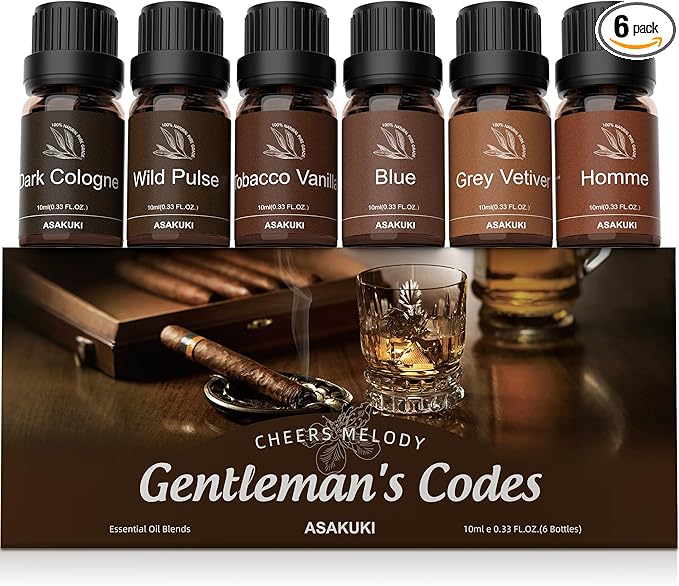 ASAKUKI Essential Oils Set – 6×10ml Cologne-Inspired Unisex Fragrance Oils for Diffusers – Elegant, Clean, and Confident Scents Loved by Women and Men - Bloomnest
