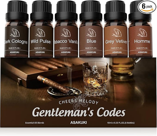 ASAKUKI Essential Oils Set – 6×10ml Cologne-Inspired Unisex Fragrance Oils for Diffusers – Elegant, Clean, and Confident Scents Loved by Women and Men - Bloomnest