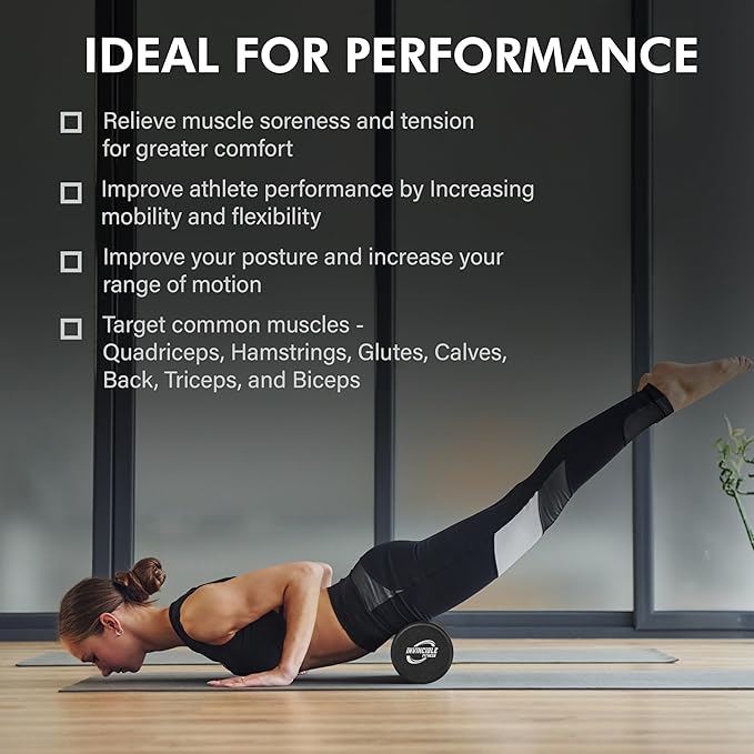 Invincible Fitness 17'' EPP Foam Roller for Deep Tissue Massage – Enhance Recovery, Relieve Pain, and Boost Mobility for a Stronger, Healthier You (Black) - Bloomnest