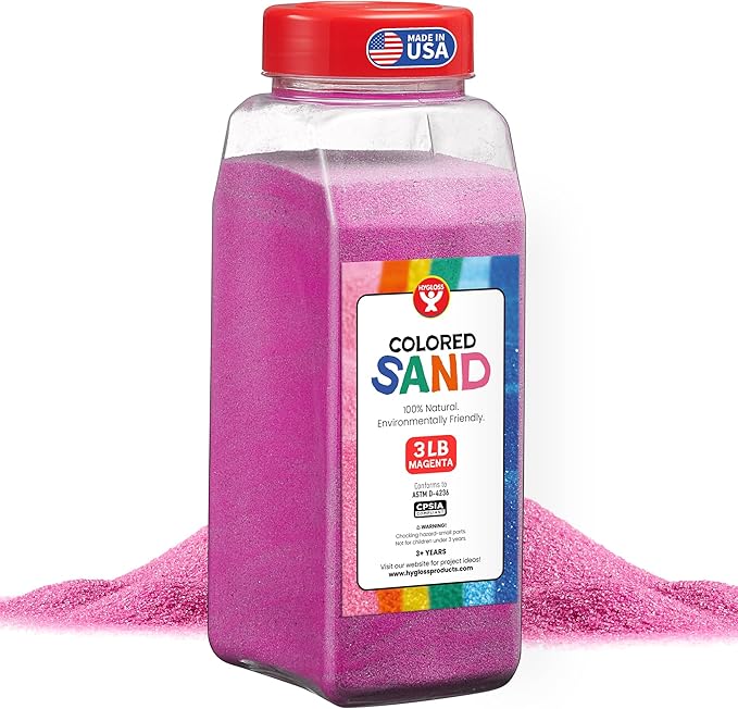 Hygloss Colored Sand for Crafts – 3 lb Bottle, Magenta – Vibrant Colorful Fine Sensory Play Sand Art Kits for Kids – Classroom Activities for Children 3 4 5 6 7 8 9 10 11 12 – Safe for Ages 3+ - Bloomnest