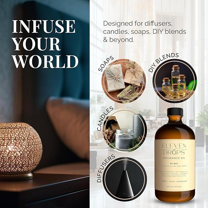 My Way Diffuser Oil - Premium Fragrance Oil Inspired by The One Hotel - Invigorating My Way Scent for Cold Air Diffusers, Home, Office, DIY Candles, Mixing, Lasting, Pet Friendly - 4oz - Bloomnest