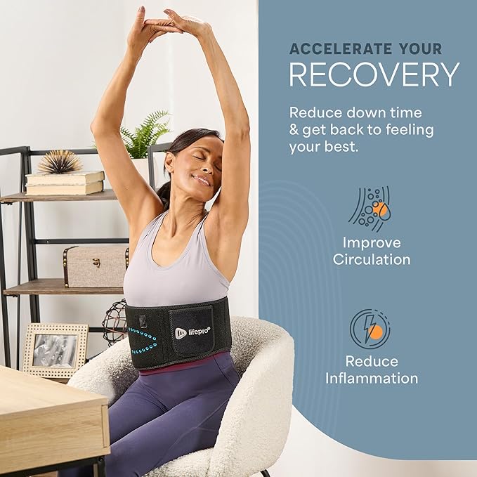 Lifepro Red Light Therapy Belt – Allevared Infrared Red Light Therapy for Body, Back Pain and Shoulder - 660nm & 850nm Near Infrared Heating Pad – Adjustable & Portable for Wellness & Relaxation Lifepro