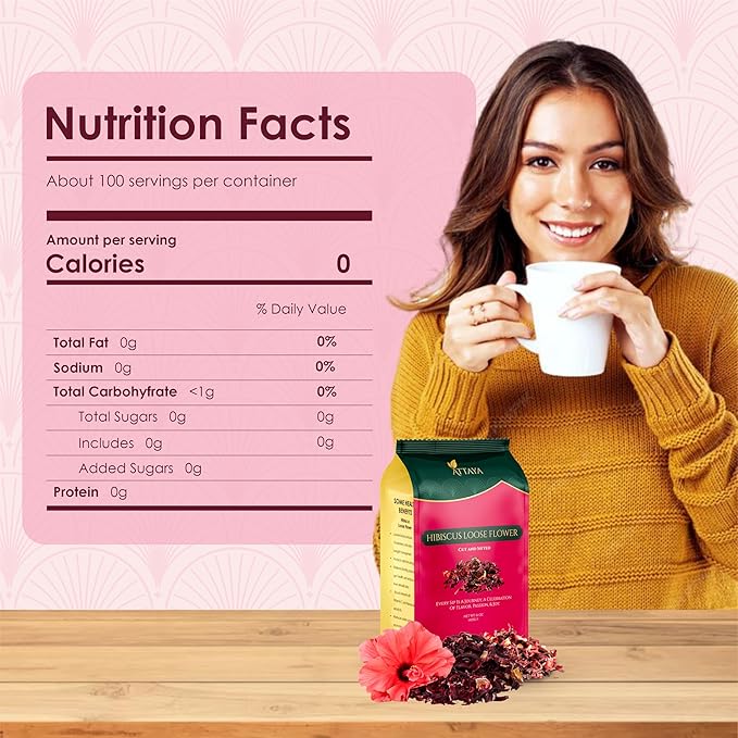 Attaya Natural Hibiscus Loose Flowers, Cut & Sifted 4oz | 100% Pure, Dried, Caffeine-Free | Antioxidant-Rich for Wellness & Relaxation. - Bloomnest
