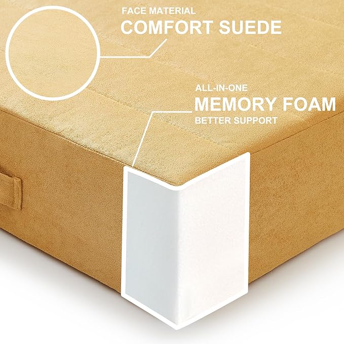 2 Pcs High Density Foam Floor Pillow - Upgraded Large Pillows Seating for Adults - Outdoor Floor Cushion with Soft Tufted Cover - Yoga Pillows for Sitting On Floor - 22 Inch Yellow - Bloomnest