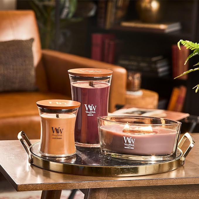 WoodWick Patchouli Crème Gifts for Women and Men, 16 oz Ellipse Candle with Crackling Wick - Bloomnest