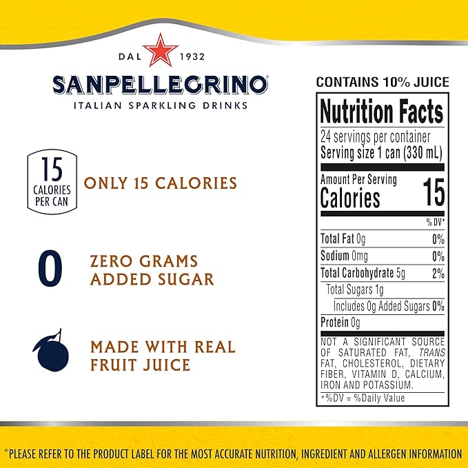 Sanpellegrino Zero Grams Added Sugar Italian Sparkling Drinks Lemonade, Sparkling Lemon Beverage, 24 Pack of 11.15 Fl Oz Cans - Bloomnest