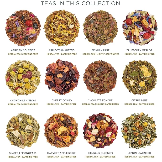 Tea Forte Herbal Tea Advent Calendar Gift Set; 24 Individually Wrapped Handcrafted Assorted Pyramid Infuser Tea Bags with Numbered Doors, Warming Joy (Herbal) - Bloomnest