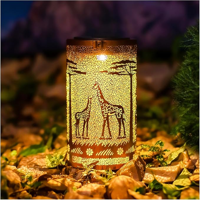 Giraffe Solar Lanterns Outdoor Waterproof Hanging Solar Lights Giraffe Gifts for Women Men Metal Decorative LED Giraffe Lanterns for Garden Decor,Yard,Patio,Lawn,Tabletop,Pathway,Landscape - Bloomnest