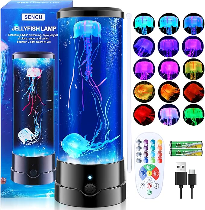 SENCU Jellyfish Lamp 17 Color Changing Remote Jellyfish Night Light LED Mood Lamp Home Decor for Room Office Night Light Ideal Gift for Kids Adults - Bloomnest