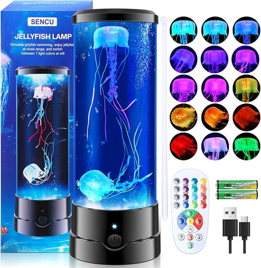SENCU Jellyfish Lamp 17 Color Changing Remote Jellyfish Night Light LED Mood Lamp Home Decor for Room Office Night Light Ideal Gift for Kids Adults - Bloomnest