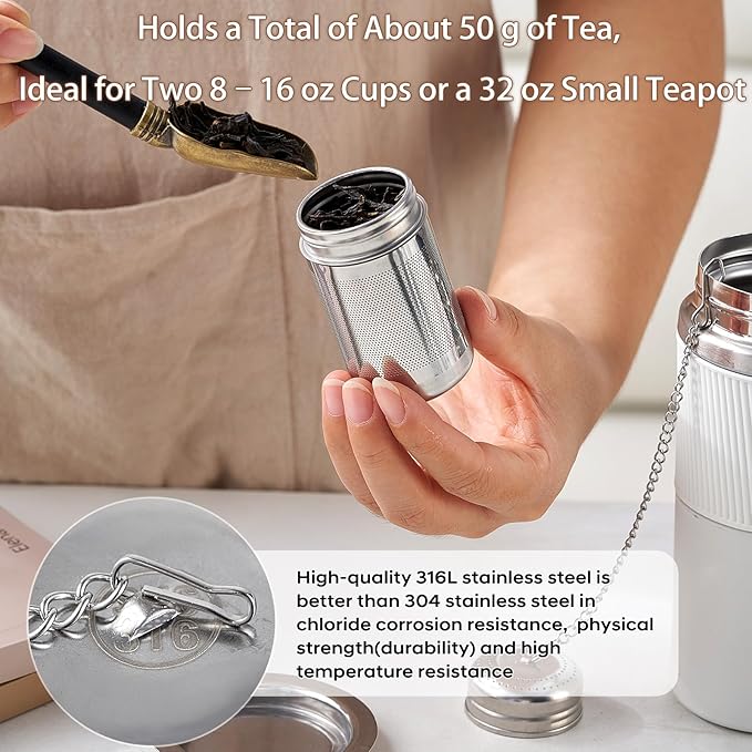 316L Stainless Steel Tea Infuser – Extra Fine Mesh Loose Leaf Tea Steeper for 8–32 oz Mugs, Bottles & Teapots, Dishwasher Safe (2 Pack) - Bloomnest