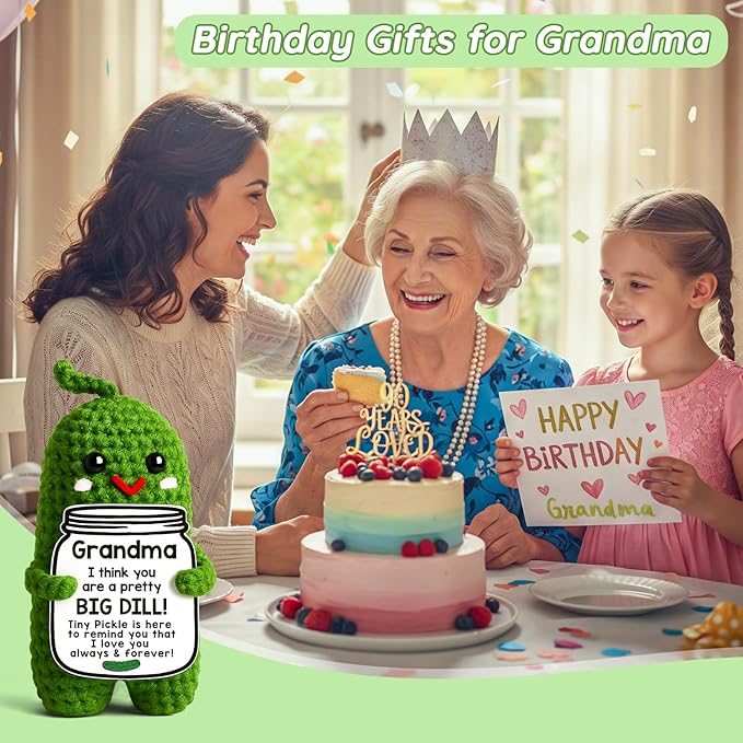 MAMAGIFTREE Grandma Birthday Gifts Valentines Day, You're a Big Dill - Crochet Pickle Plush Great Grandma Gifts Gigi Gift Ideas for Grandma from Grandkids - Bloomnest