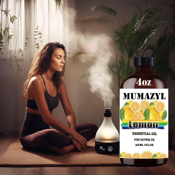 Lemon Essential Oil, Lemon Oil 4 Fl Oz 120ML for Diffuser Humidifier Yoga Cleaning DIY Candle Soap Making MUMAZYL Essential Oils MUMAZYLESSENTIALOIL