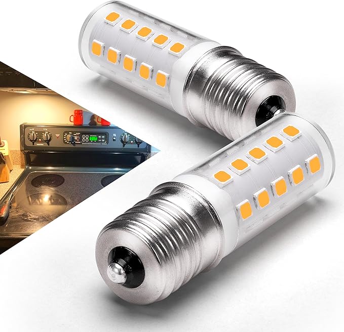 E17 LED Dimmable Under Hood Microwave Bulb 40W Equivalent, 8206232A T7 Intermediate Base Warm White 3000K, 125v 4W 450LM Microwave Oven Stove Range Hood Appliance Light Bulb 2Pack - Bloomnest