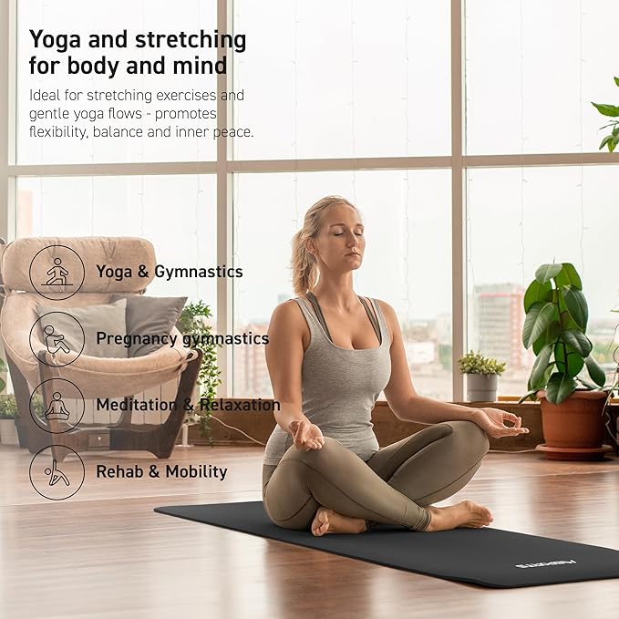 Yoga Mat Premium Non Slip Thick – Extra Comfortable Exercise Mat for Home Workouts, Pilates, Stretching & Gym – Cushioned NBR Foam, Gym Mat with Strap, for Women & Men - Bloomnest