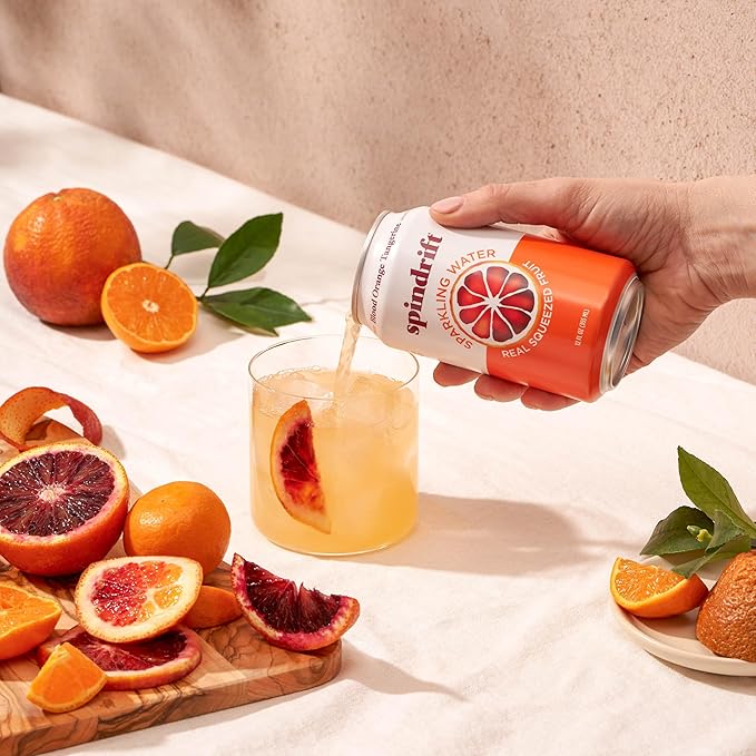Spindrift Sparkling Water, Blood Orange Tangerine Flavored, Made with Real Squeezed Fruit, 12 Fl Oz Cans, Pack of 24 (Only 12 Calories per Can) - Bloomnest
