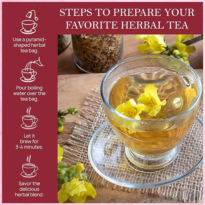 Tealeaf & Co. Mullein Leaf Tea Blended with Fresh Herbs - Pure Herbal Tea Bags with Mullein Leaf Extract - Flavored Herbal Blend - Low Caffeine - Gluten Free - 50 Teabags - Bloomnest