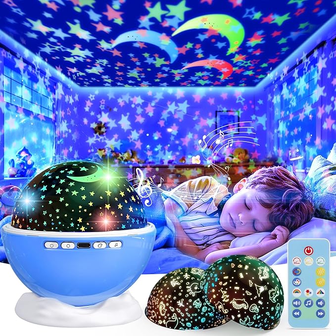 Night Light Projector, Night Light for Kids, Star Projector, 54 Light Color 360 Degree Rotation Kids Night light, Rechargeable Lamp for Bedroom, Light Projector Birthday Christmas Gifts for Boys Girls - Bloomnest