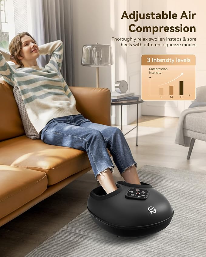 COMFIER 2025 Shiatsu Foot Massager with Heat,Compression,Kneading &Rolling,Foot Massager for Neuropathy,Plantar Fasciitis,Upgraded for Larger Feet Machine(Size 15),Home or Office, Christmas Gifts - Bloomnest