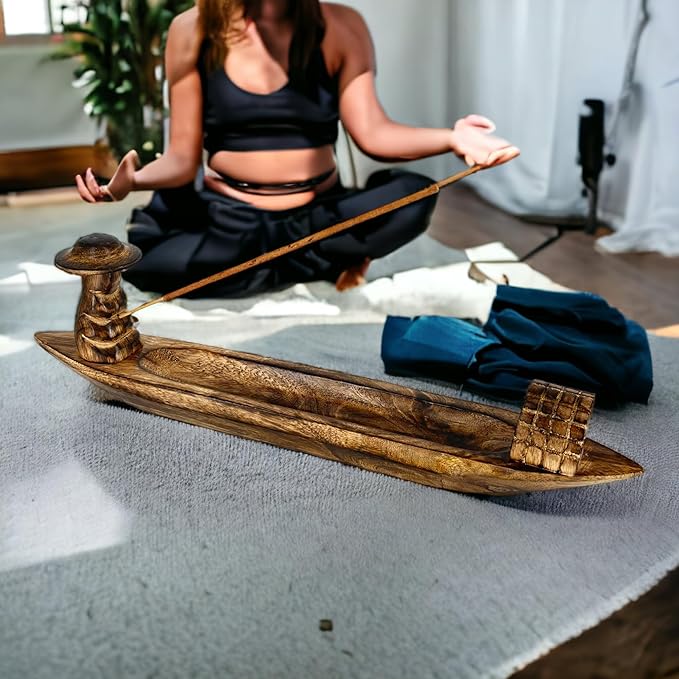 S.B ARTS Incense Holder for Sticks, Insence Stick Holder Ash Catcher for Table Decorations and Gifting - Wooden Incense Tray for Sticks - Home Decor Gifts (11" x 2.15" x 1") - Bloomnest
