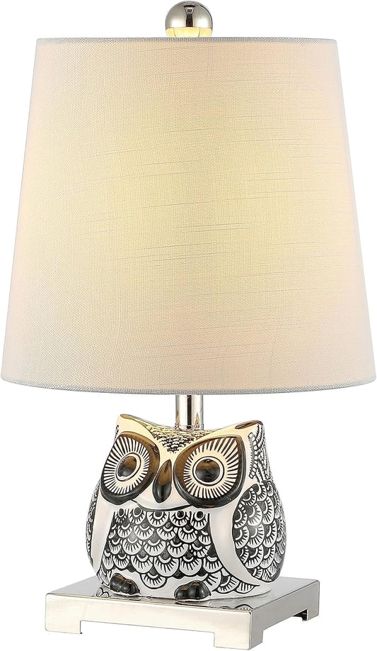 JONATHAN Y JYL3014C Justina 16" Ceramic Mini LED Table Lamp, Cottage,Transitional for Bedroom, Living Room, Office, Kids Room, Entryway, College Dorm, Bookcase, LED Bulb Included, Black/White - Bloomnest