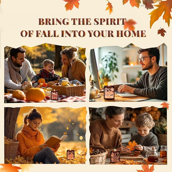 Fall Candle, Spiced Pumpkin Scented Candles for Home, Natural Soy Autumn Candle Aromatherapy Candle, 7 oz Jar Candles Fall Gifts for Women Men - Bloomnest