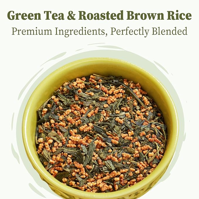 FullChea - Genmaicha Tea bags, 50 Teabags - Genmaicha Green Tea with Roasted Rice, Nutty & Refreshing - Low Caffeine - Soothing & Digestive, Perfect for Daily Relaxation - Bloomnest