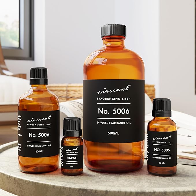 AirScent Diffuser Oil Inspired by TF's Ombre Leather - No. 5006 Perfume Dupe - Fragrance Oil Blend for Ultrasonic and Waterless Diffusers and Crafting - 500 ml, 16.9 fl oz Glass Bottle