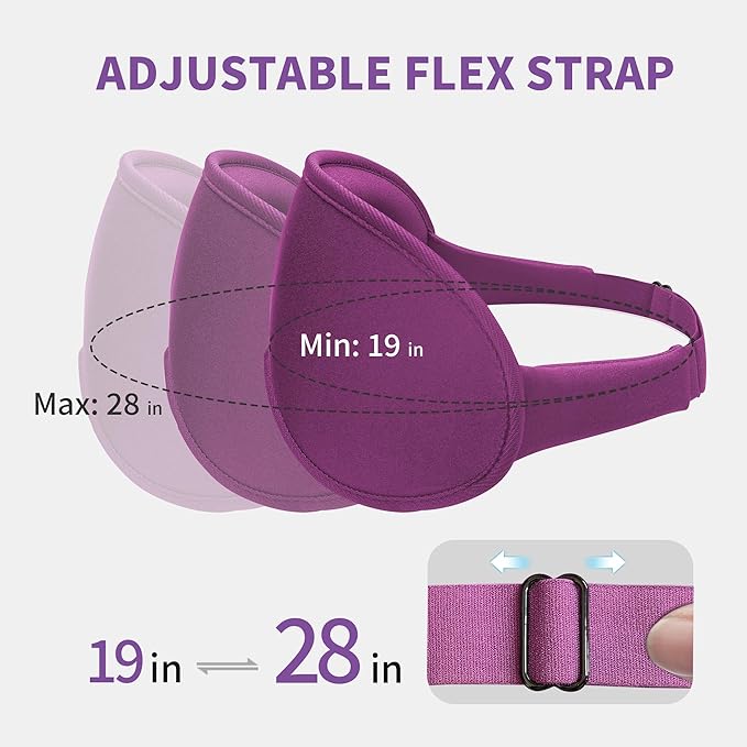 3D Sleep Mask for Men Women 2 Pack, Blackout Eye Mask for Sleeping Eye Mask for Side Sleeper, Memory Foam Adjustable&Washable, Airplane Travel Essentials Couples Yoga Meditation Office Black & Purple - Bloomnest