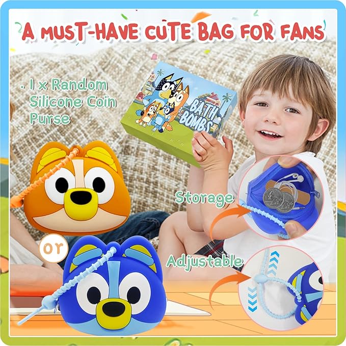 Birthday Gifts Set for Kids: Bath Bombs with Surprise Toy Inside, Bath Slime, Fidget Squishy Toys, Pop Fidget Toys, Silicone Coin Purse, Slap Bracelets, Pencil Sharpener, Relaxing Gift Set for Kids - Bloomnest