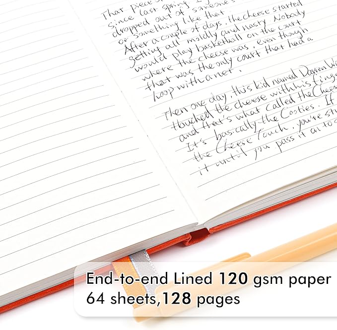 feela 24 Pack Journal Notebook for Work, Business Notebook Bulk Hardcover Lined Writing Journal with Pen Holder for Men Women Note Taking, with 24 Black Pens, 120 GSM, 5.1”x8.3”, A5, Orange - Bloomnest