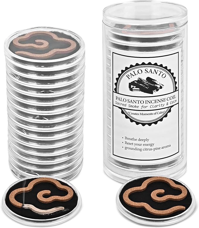 Palo Santo Incense Coil - 100% Natural - Palo Santo Sacred Smoke for Clarity & Calm(Contains 15 Pcs) FOUCILO
