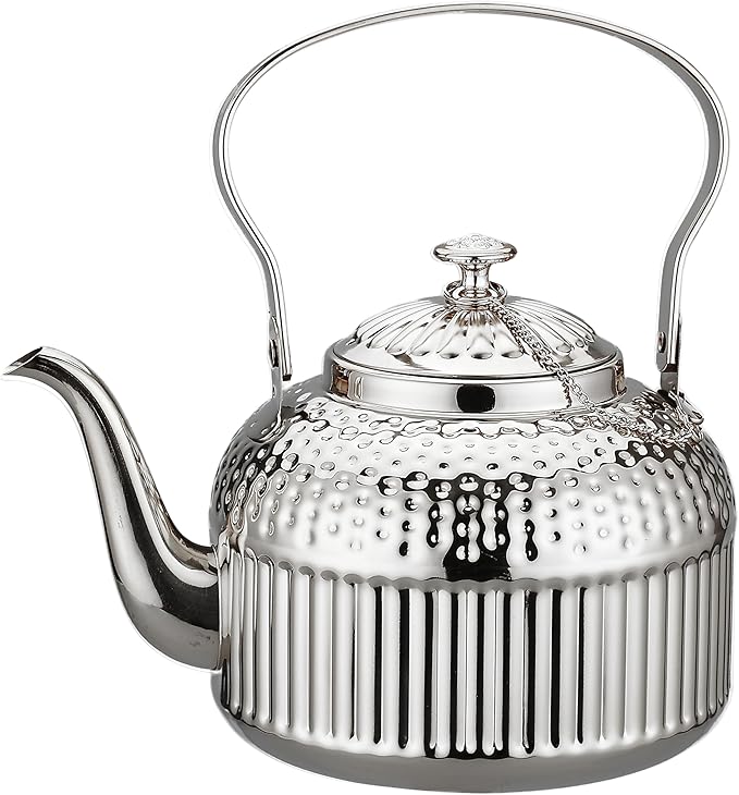 SANQIAHOME Antique 1.5L (50Oz) Stainless Steel Teapot with Infuser Silver - Bloomnest