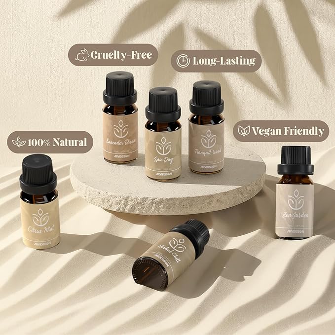 ARVIDSSON Zen Essential Oils Set, Nautal Tranquil Essential Oil for Diffusers for Home - Zen Garden, Lavender Dream, Serene Spa, Citrus Mint, Tranquil Wood, Herbal Chill, Gift for Women - Bloomnest