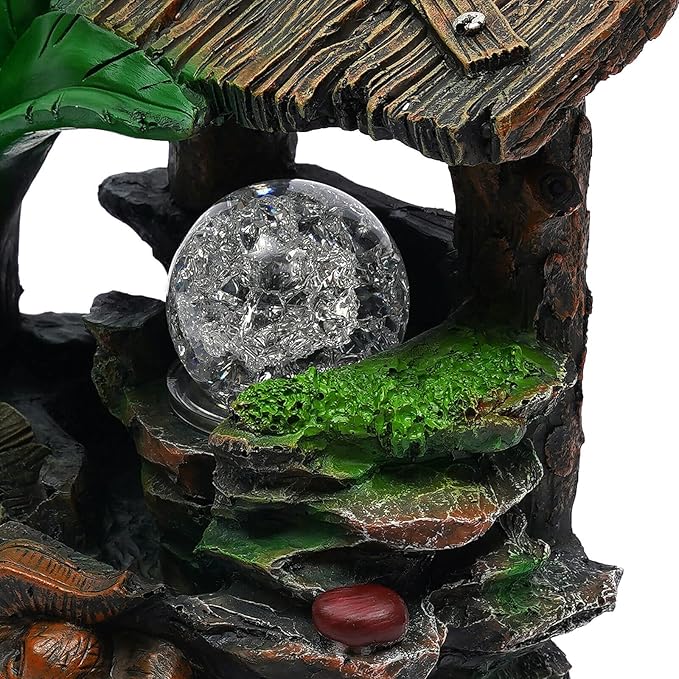 Tabletop Rockery Fountain Indoor Waterfall Bonsai Desktop Mini Rockery Water Fountain with Automatic Pump and LED Light, Home Office Bedroom Humidifier Desk Decorate (Style 12) - Bloomnest