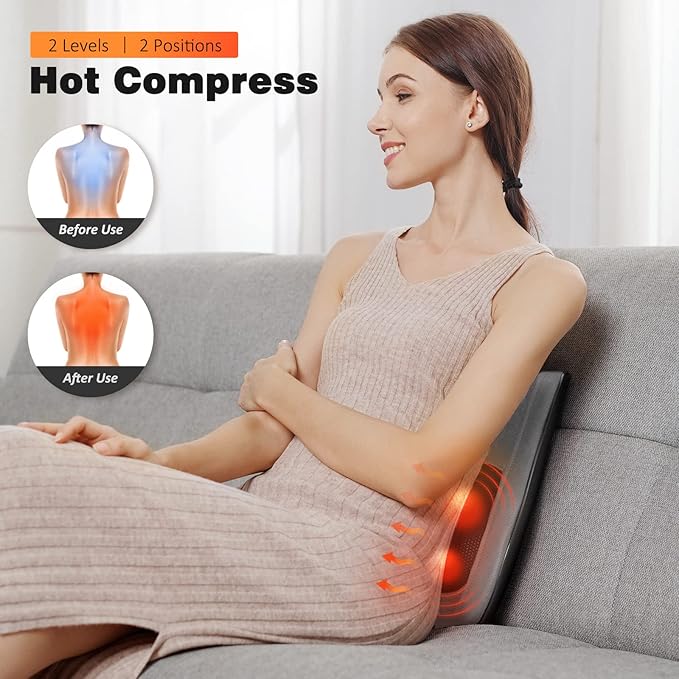 Boriwat Back and Neck Massager with Heat - 3D Kneading Massage Pillow for Neck, Shoulder, Leg Pain Relief - Gifts for Men, Women, Mom, Dad - Relax at Home, Office, Car - Dark Gray - Bloomnest
