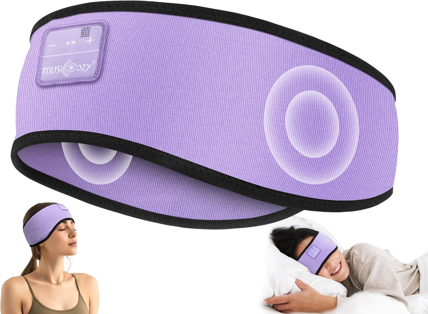 MUSICOZY Sleep Headphones Soft Bamboo Cotton Headband Headphones for Sleeping, Sleep Headphone Wireless Bluetooth 5.4 with Ultra-Thin HD Stereo Speaker for Unique Gifts(Lavender Purple)