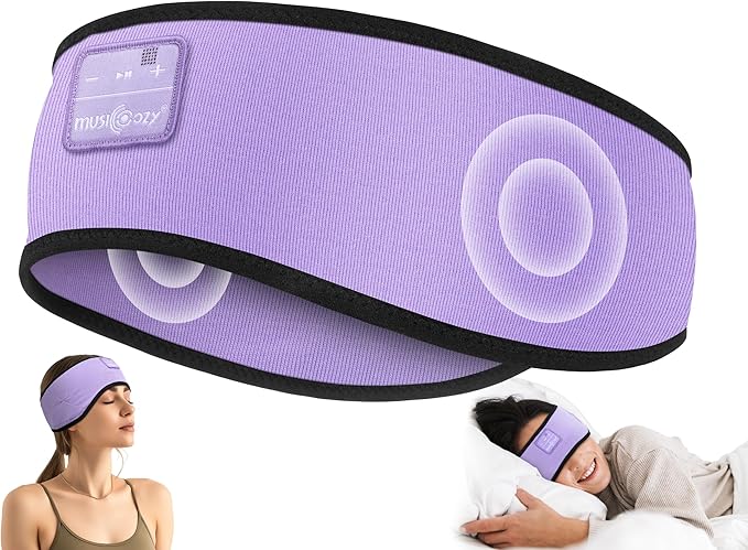 MUSICOZY Sleep Headphones Soft Bamboo Cotton Headband Headphones for Sleeping, Sleep Headphone Wireless Bluetooth 5.4 with Ultra-Thin HD Stereo Speaker for Unique Gifts(Lavender Purple) - Bloomnest