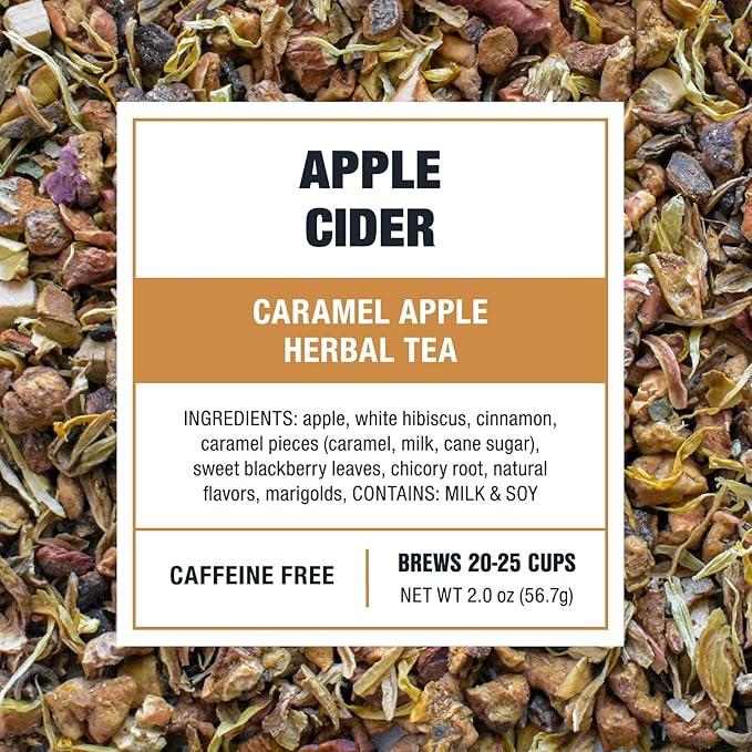 Tiesta Tea Apple Cider, Premium Loose Leaf, Caramel Apple Herbal Tea, Non-Caffeinated, Real Fruit, Herbs and Spices, Relaxing Tea BlendsHot or Iced Brew Up to 20-25 Cups, 2oz Resealable Pouch - Bloomnest