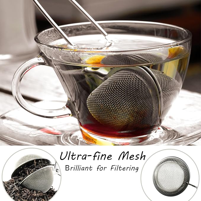 3 Pack Snap Ball Tea Strainers with Handle, Premium Stainless Steel Fine Mesh Loose Tea Ball Infusers Steepers for Herbal Spices Seasonings - Bloomnest