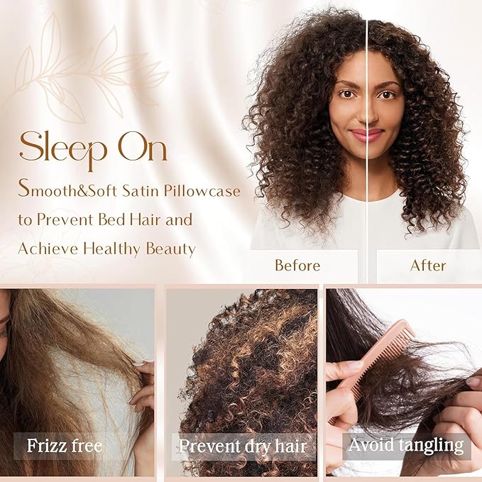 Yanibest Satin Pillowcase, King Size Pillow Cases Set of 2 - Silk Pillow Cases for Hair and Skin with Zipper, Silk Pillow Cases King for 20"x36", Exquisite Packaging for Women Men - Bloomnest