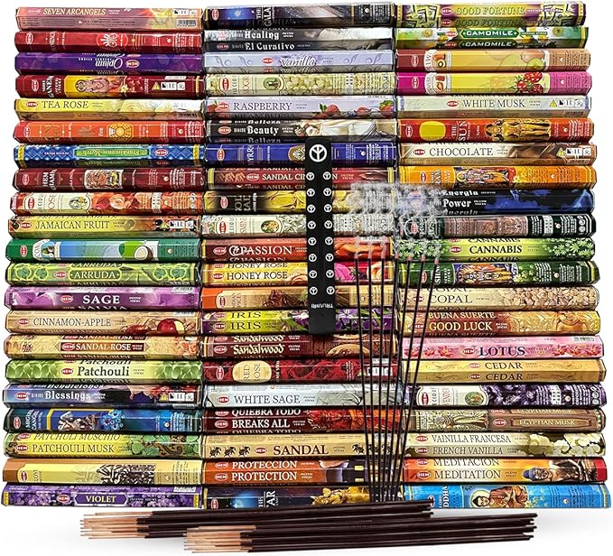 Hem Incense Sticks Variety Pack of 12 Randomly Selected Hexa Fragrances and Incense Stick Holder Bundle Total 240 Sticks - Bloomnest