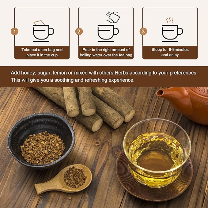 Burdock Root Tea Bags - Digestion & Improving Liver Support, Premium Burdock Root, with Antioxidants, Minerals & Vitamin C, Caffeine Free, 40 Tea Bags - Bloomnest