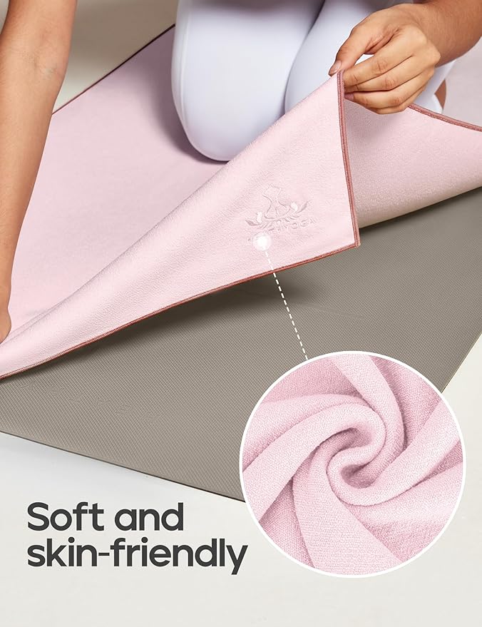 Heathyoga Yoga Mat Towel Non Slip for Hot Yoga Towel with Silicone Grip & Free Spray Bottle, 72"X26" Extra Large Microfiber Yoga Towel for Bikram, Pilates, Fitness